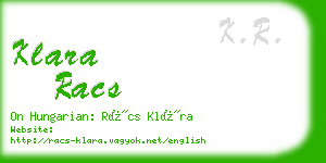 klara racs business card